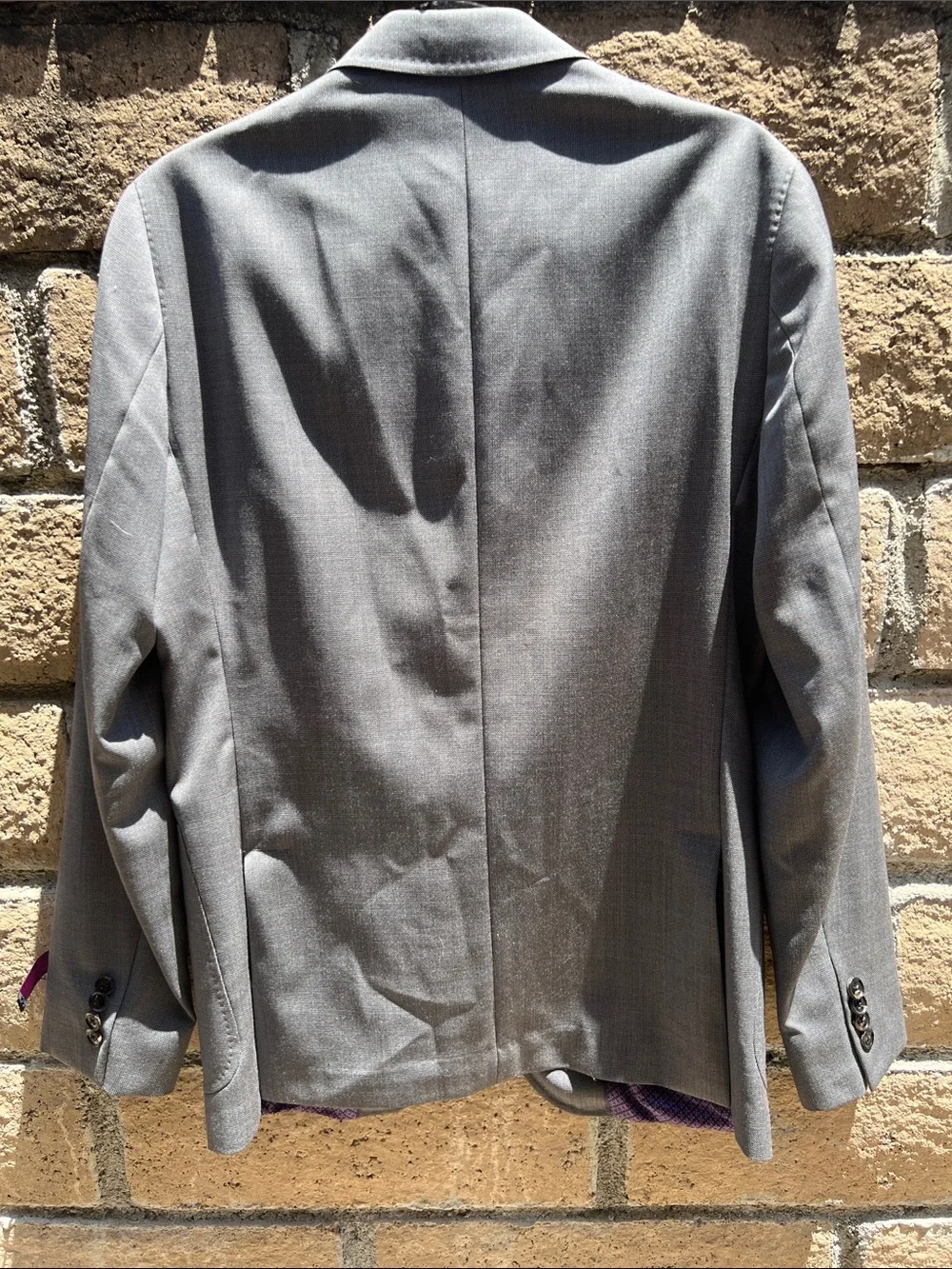 Ted Baker Gray Sport Coat with Purple Patterned Lining 100% wool size 38R